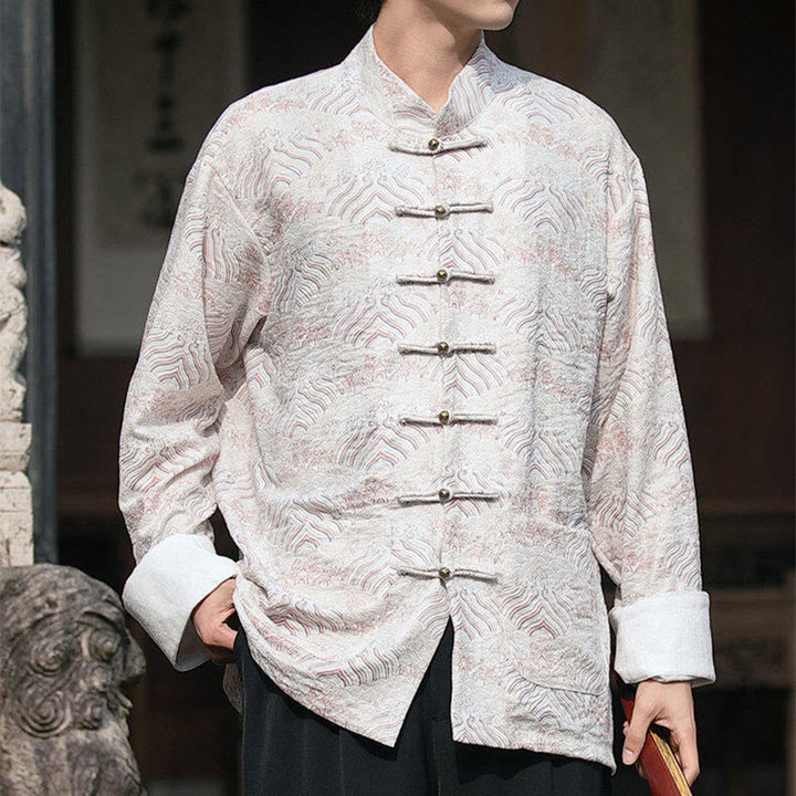 Chemise à manches longues et poches pour homme, motif floral imprimé Buddha Stones - image 12