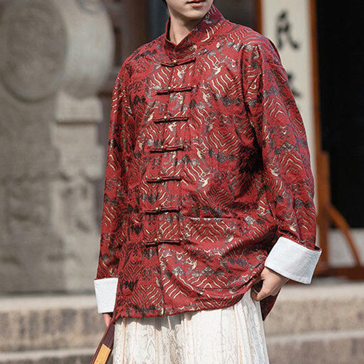 Chemise à manches longues et poches pour homme, motif floral imprimé Buddha Stones - image 4