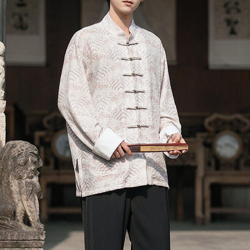 Chemise à manches longues et poches pour homme, motif floral imprimé Buddha Stones - image 14