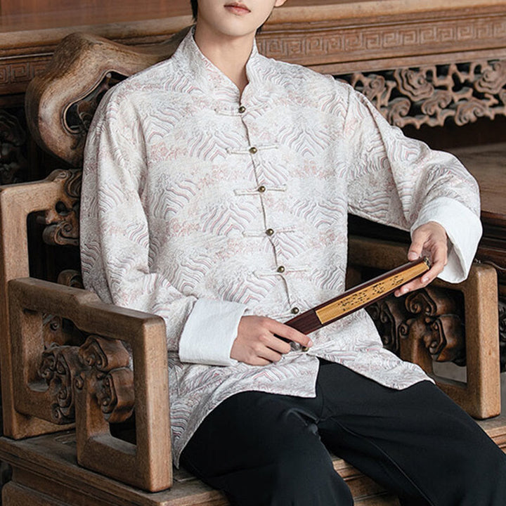 Chemise à manches longues et poches pour homme, motif floral imprimé Buddha Stones - image 15