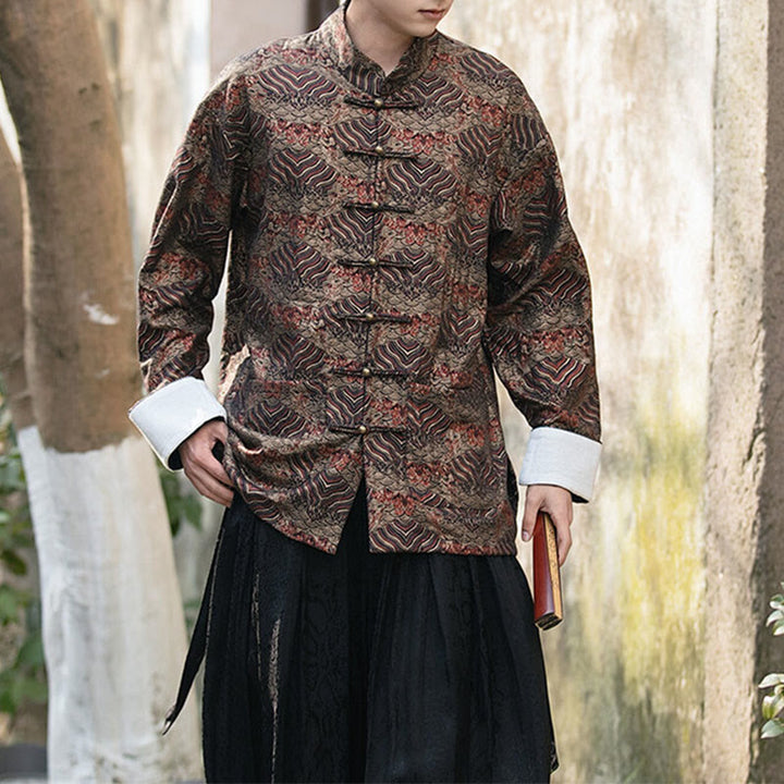 Chemise à manches longues et poches pour homme, motif floral imprimé Buddha Stones - SaddleBrown - US/UK/AU46,EU56 (5XL) - image 17