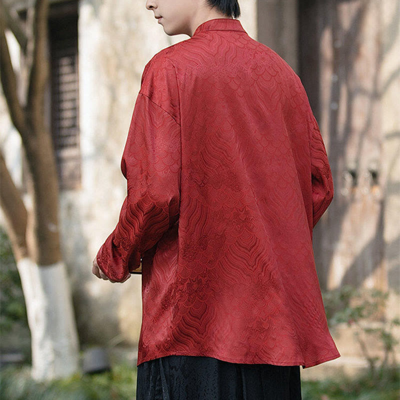 Chemise à manches longues pour homme, col montant, motif grenouille chinoise, motif bambou , Buddha Stones - image 21