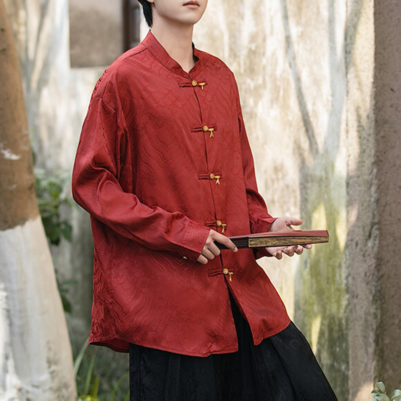 Chemise à manches longues pour homme, col montant, motif grenouille chinoise, motif bambou , Buddha Stones - image 22