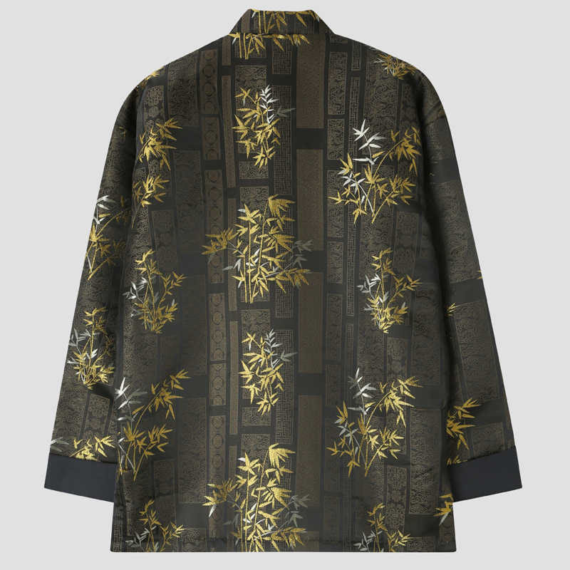 Veste homme à manches longues et poches en jacquard de bambou doré Buddha Stones - image 1