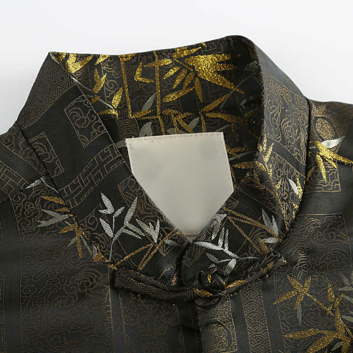 Veste homme à manches longues et poches en jacquard de bambou doré Buddha Stones - image 4