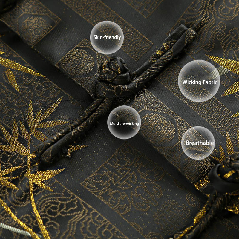 Veste homme à manches longues et poches en jacquard de bambou doré Buddha Stones - image 6