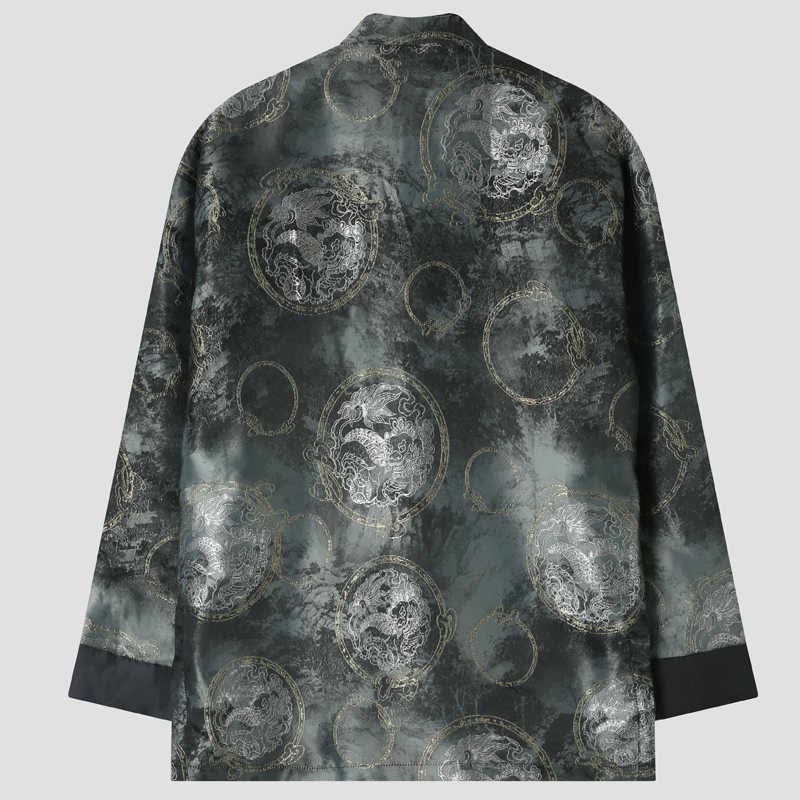 Veste homme à manches longues et boutons grenouille Buddha Stones Kirin Mountains avec poches - image 1