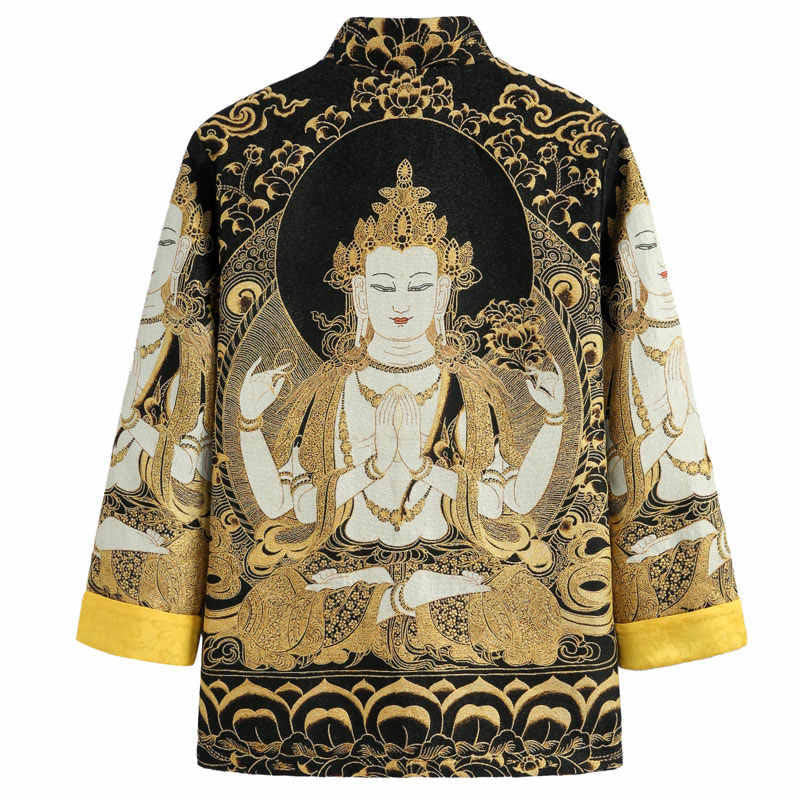 Veste à manches longues pour homme avec boutons grenouille et Buddha Stones Avalokitesvara Guanyin - image 1