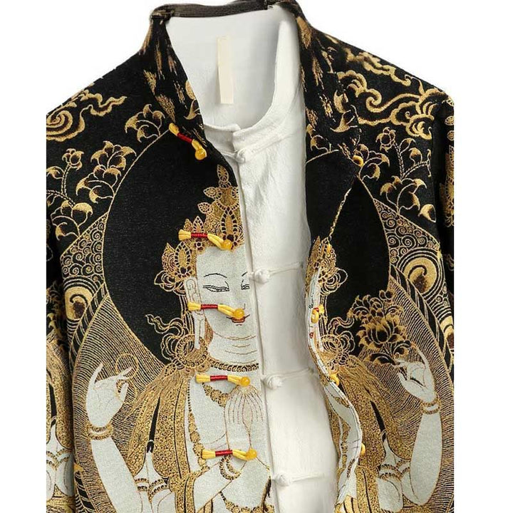 Veste à manches longues pour homme avec boutons grenouille et Buddha Stones Avalokitesvara Guanyin - image 2