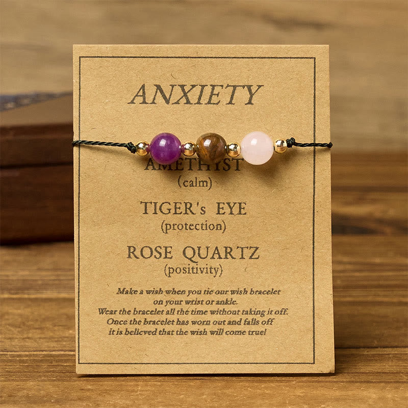 Bracelet en corde avec Buddha Stones, améthyste, œil de tigre, quartz rose, protection anti-anxiété - image 11