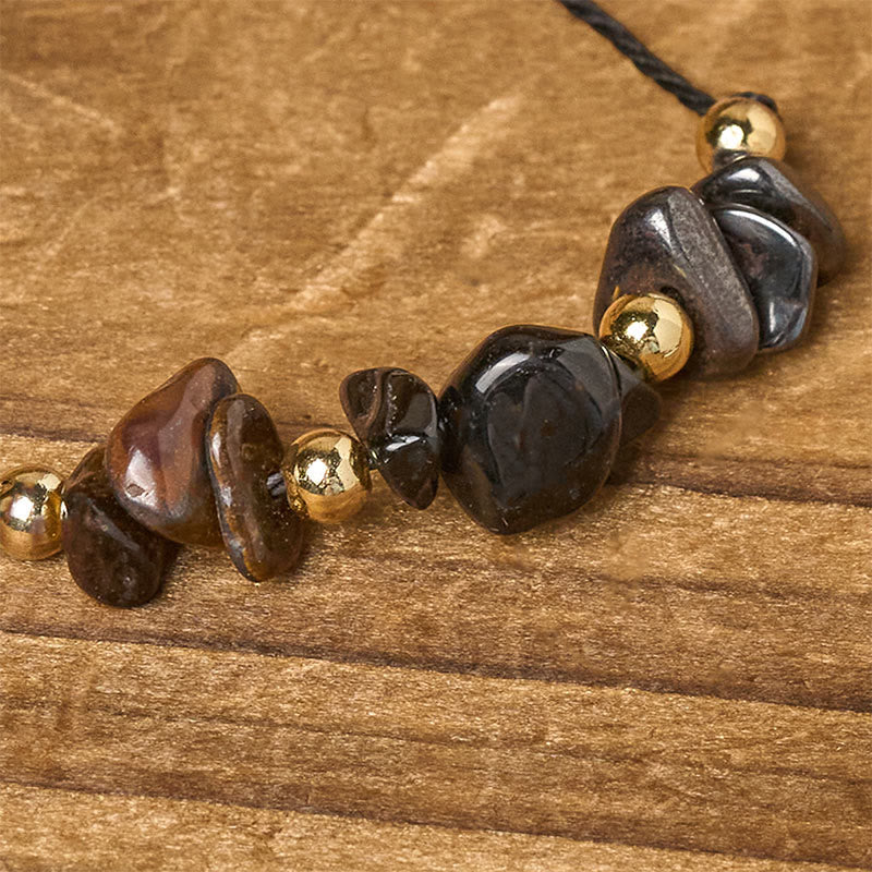 Bracelet de protection en corde avec Buddha Stones, œil de tigre, tourmaline noire et pyrite - image 4