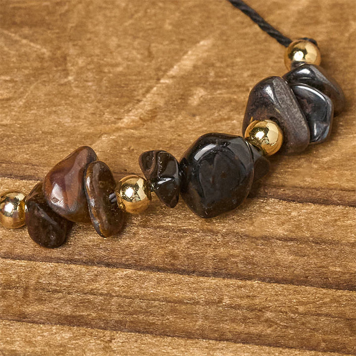 Bracelet de protection en corde avec Buddha Stones, œil de tigre, tourmaline noire et pyrite - image 4