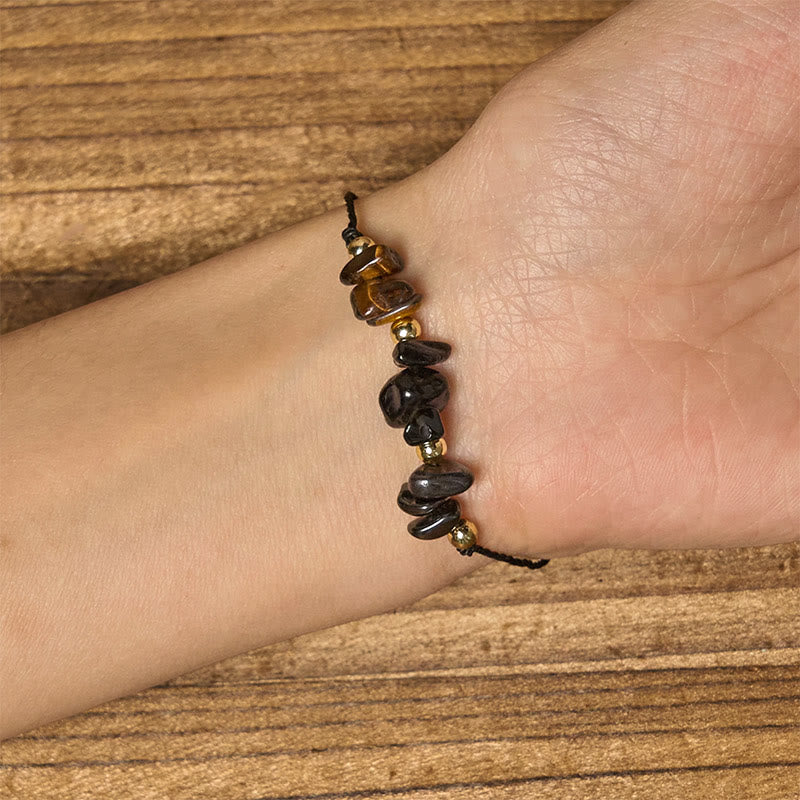 Bracelet de protection en corde avec Buddha Stones, œil de tigre, tourmaline noire et pyrite - image 5