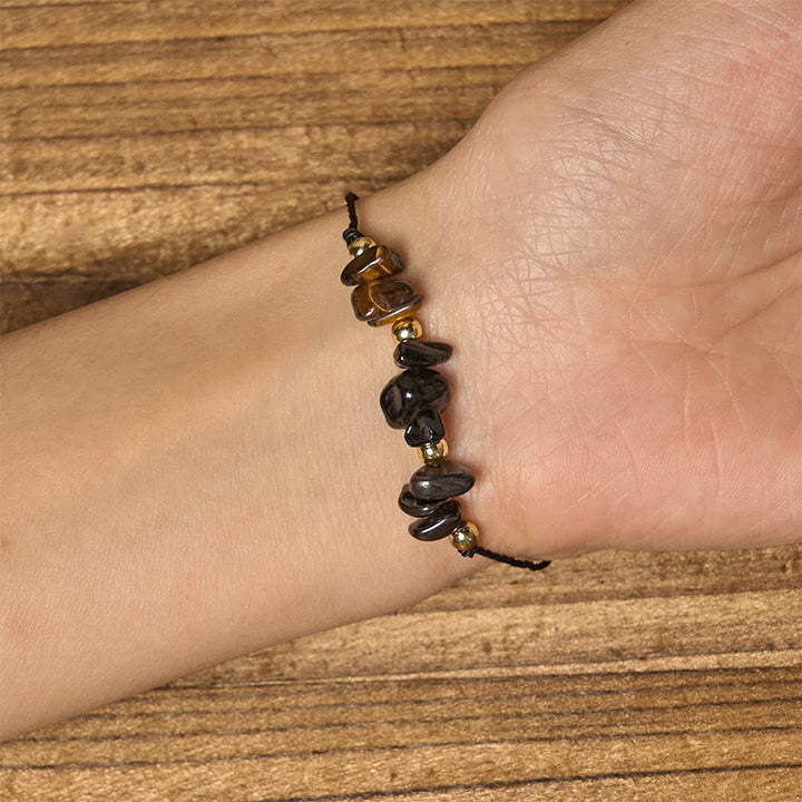 Bracelet de protection en corde avec Buddha Stones, œil de tigre, tourmaline noire et pyrite - image 5
