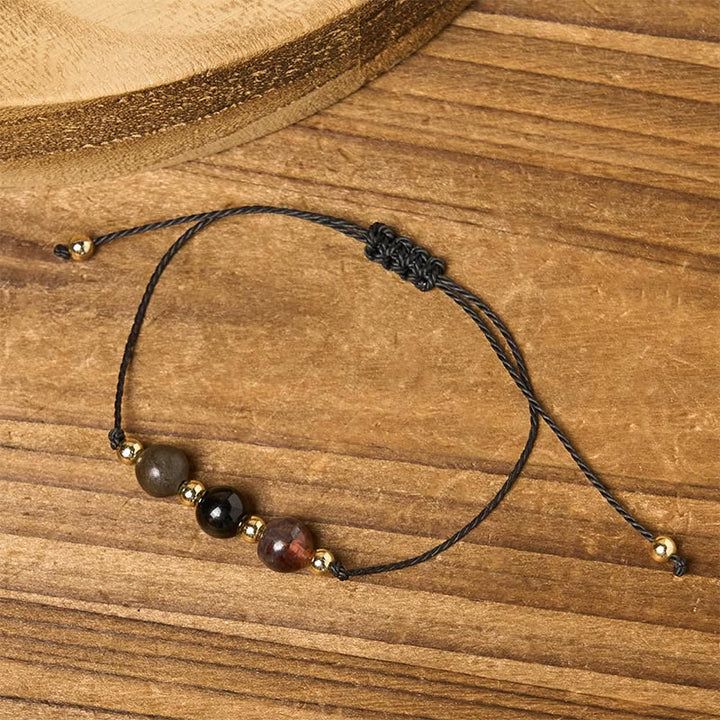 Bracelet de protection en corde avec Buddha Stones, œil de tigre, tourmaline noire et pyrite - image 13
