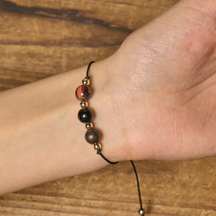 Bracelet de protection en corde avec Buddha Stones, œil de tigre, tourmaline noire et pyrite - image 15