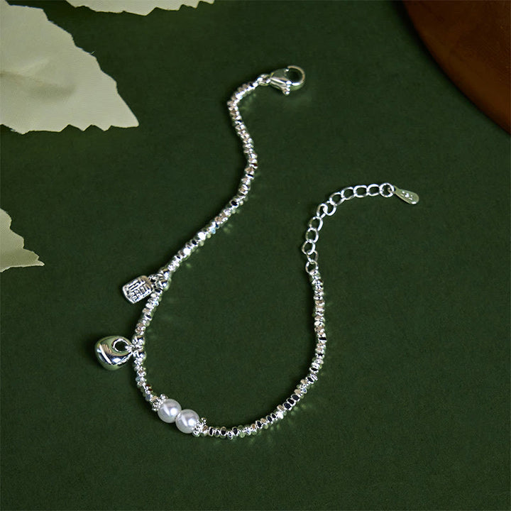 Bracelet de bénédiction en perles avec personnage Fu en argent plaqué cuivre et Buddha Stones - image 2