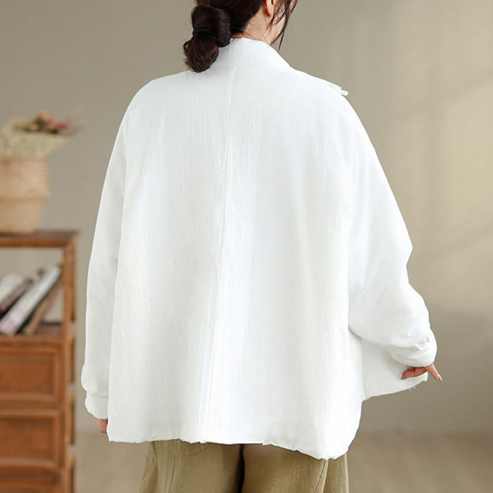 Veste d'hiver en coton épais à manches longues et poches pour femme, style chinois, avec boutons en forme de Buddha Stones - image 15