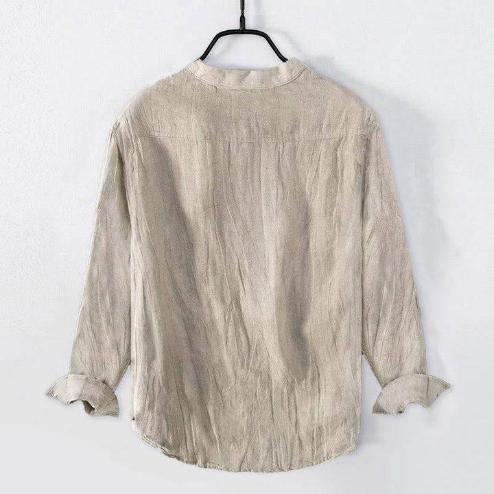 Chemise à manches longues pour homme en coton et lin, à demi-boutons, motif mandala coloré Buddha Stones - image 4