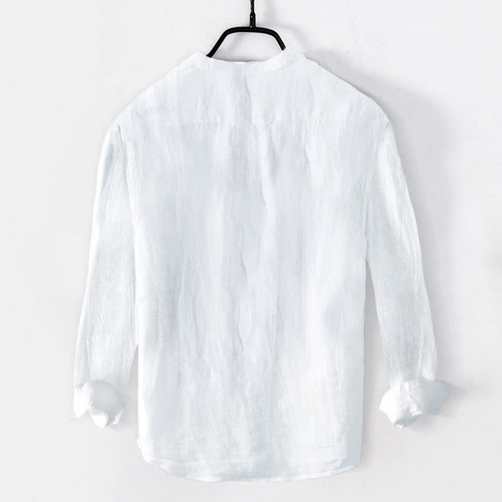 Chemise à manches longues pour homme en coton et lin, motif mandala de lotus et Buddha Stones - image 1