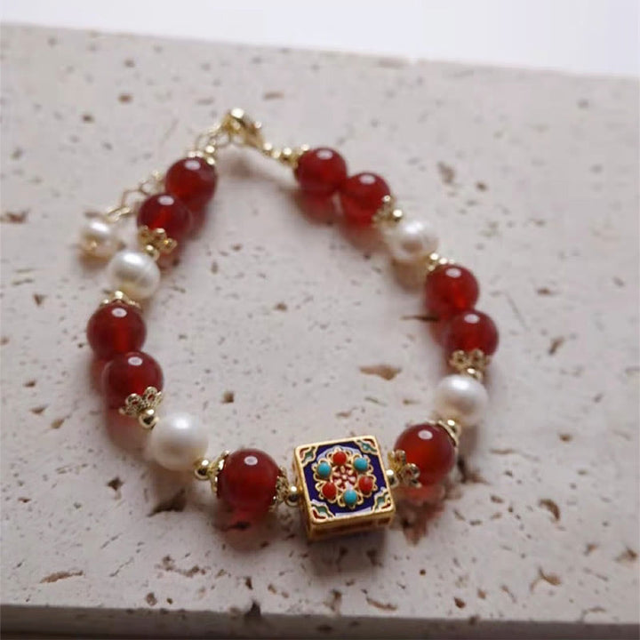 Bracelet de confiance en soi et d'acceptation de soi en perles d'agate rouge de Buddha Stones