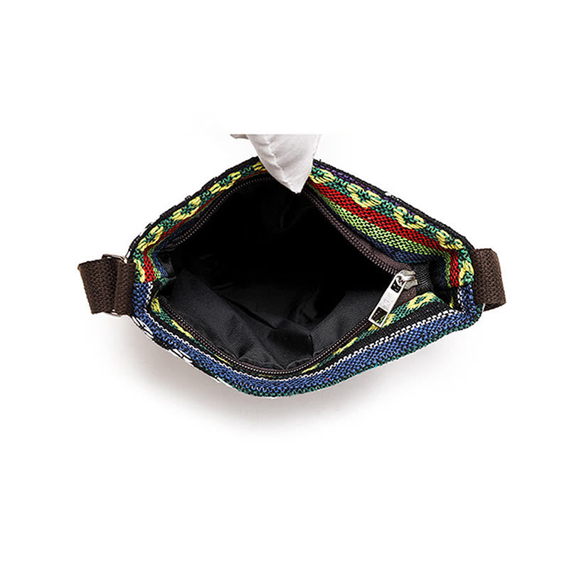 Sac fourre-tout en toile brodé Buddha Stones Elephant Butterfly Sac à bandoulière Sac à bandoulière