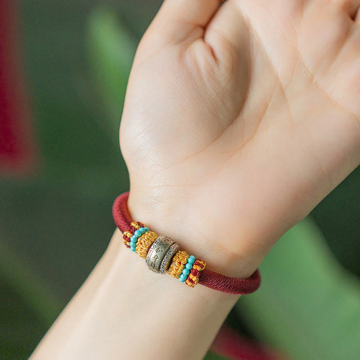 Amulette tibétaine faite à la main en Buddha Stones Bracelet tressé de protection contre la chance et le nœud King Kong - image 3
