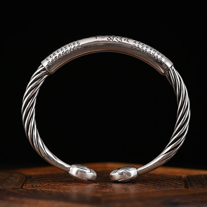 Bracelet manchette tibétain en Buddha Stones Om Mani Padme Hum Sutra du cœur Pureté