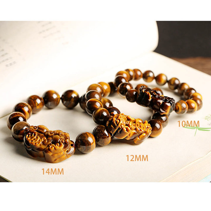 Bracelet de richesse en œil de tigre naturel Buddha Stones