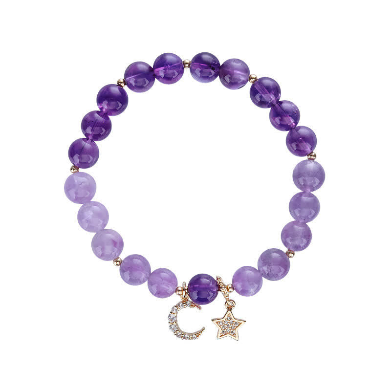 Bracelet de guérison en cristal d'améthyste et étoile de lune