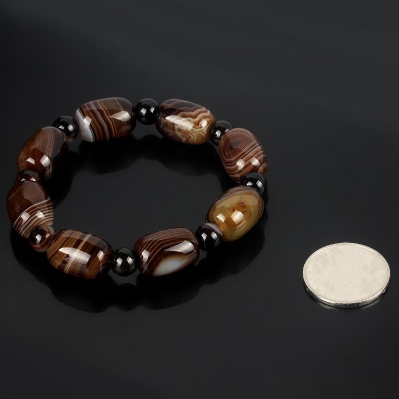 Bracelet de courage et de bonheur en sardonyx naturel Buddha Stones