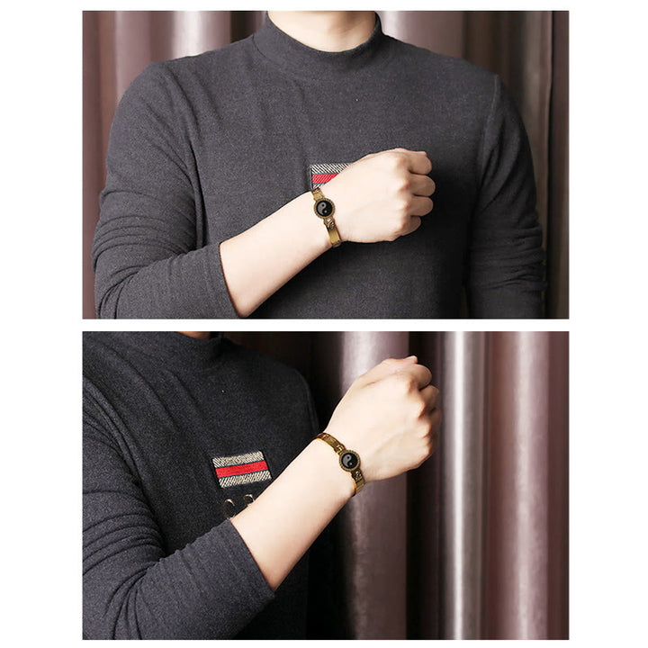 Bracelet jonc en acier titane Buddha Stones Yin Yang Lotus Om Mani Padme Hum Mantra Harmony