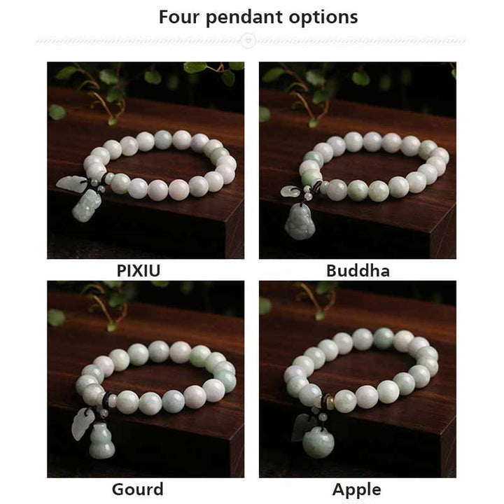 Bracelet de réussite en forme de pomme et de courge de Bouddha en Buddha Stones en jade naturel Pi Xiu
