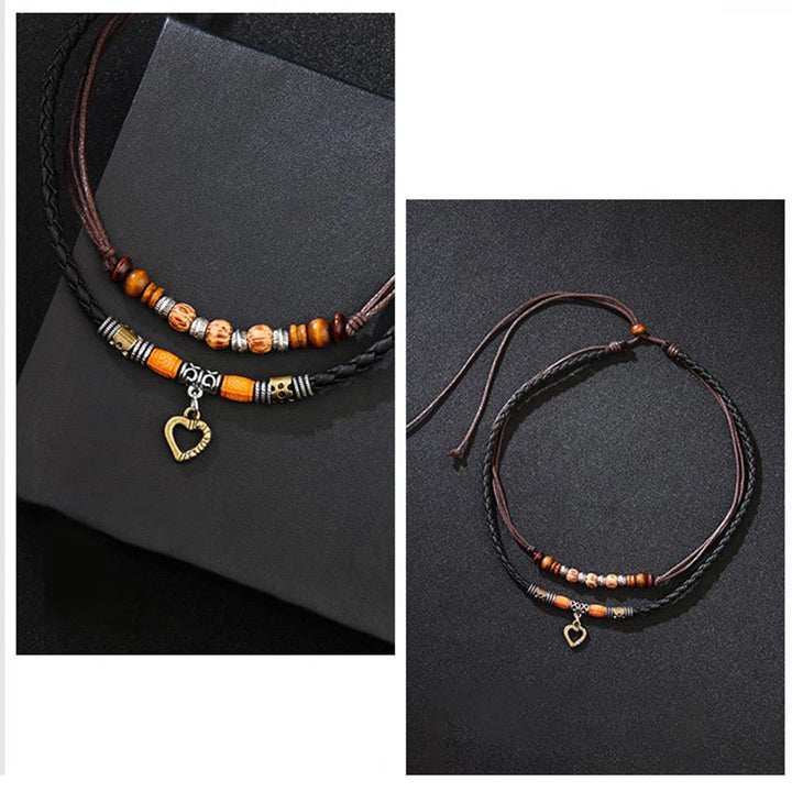 Collier pendentif et bracelet de guérison en perles à motif de cœur d'amour en Buddha Stones