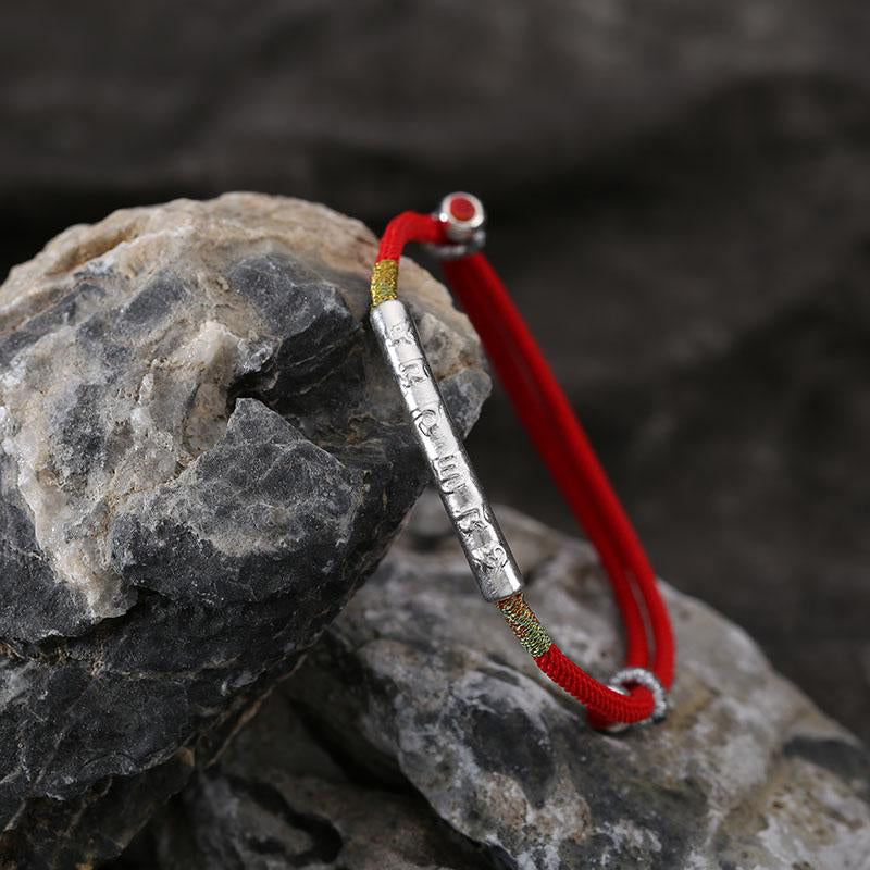 Bracelet bouddhiste tibétain fait main en pierres de Bouddha avec cordon rouge porte-bonheur Mantra Buddha Stones