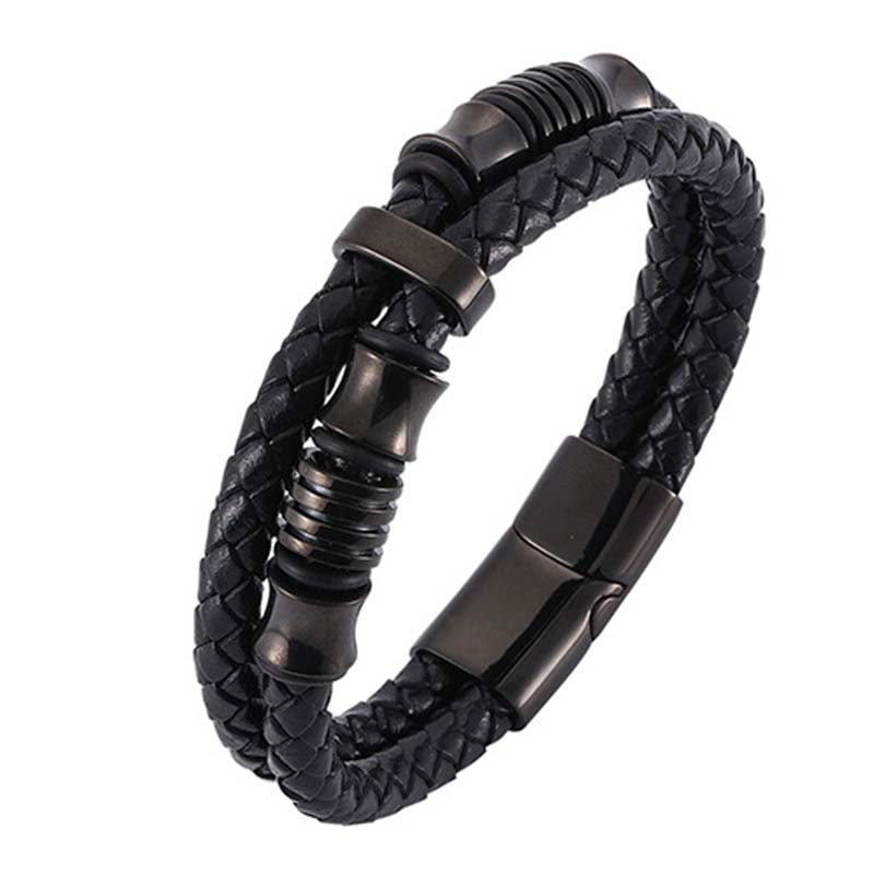 Bracelet porte-bonheur en cuir tressé à plusieurs couches avec Buddha Stones