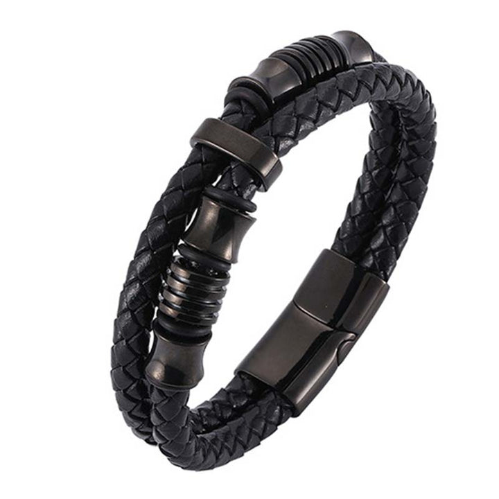 Bracelet porte-bonheur en cuir tressé à plusieurs couches avec Buddha Stones