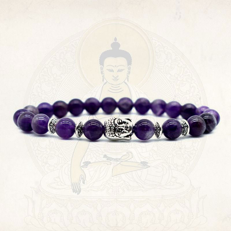 Bracelet de guérison d'amour en améthyste avec Buddha Stones