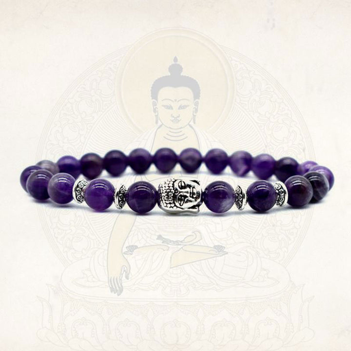 Bracelet de guérison d'amour en améthyste avec Buddha Stones