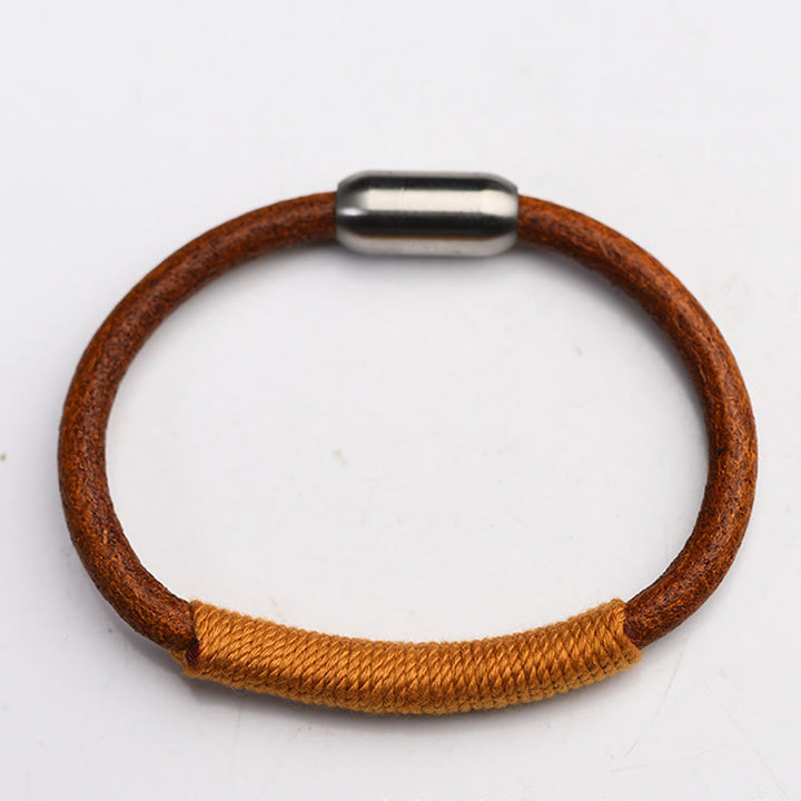 Bracelet en cuir tibétain fait main avec Buddha Stones et boucle porte-bonheur en forme de cinq éléments - image 12