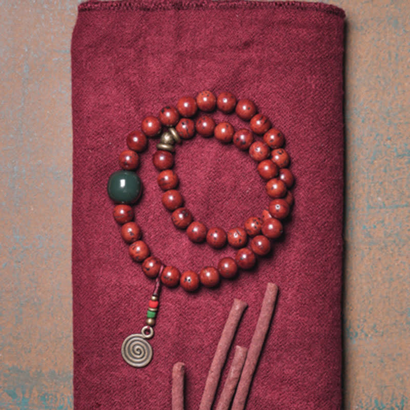 Bracelet porte-bonheur en cuivre et jade cyan Bodhi Seed
