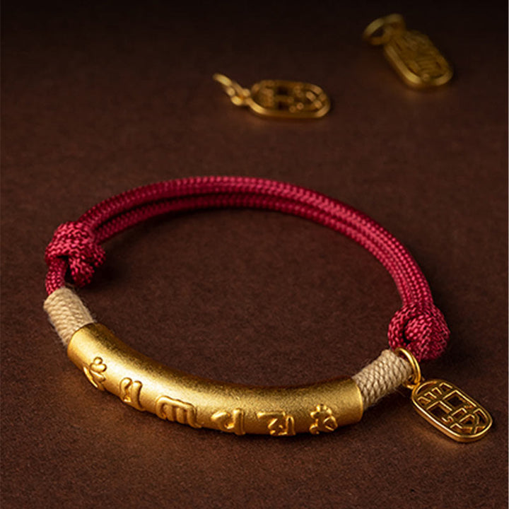 Bracelet tressé en argent sterling 999 fait à la main au Tibet avec Buddha Stones Om Mani Padme Hum Fu et personnage TopRank
