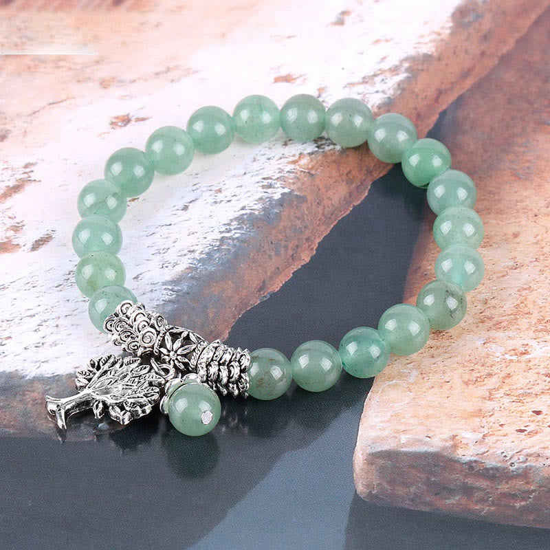 Bracelet extensible porte-bonheur en pierres précieuses naturelles de Buddha Stones Arbre de vie