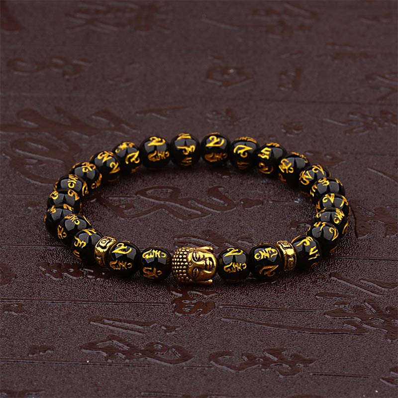 Bracelet amulette tibétain avec mantra de Buddha Stones de Bouddha
