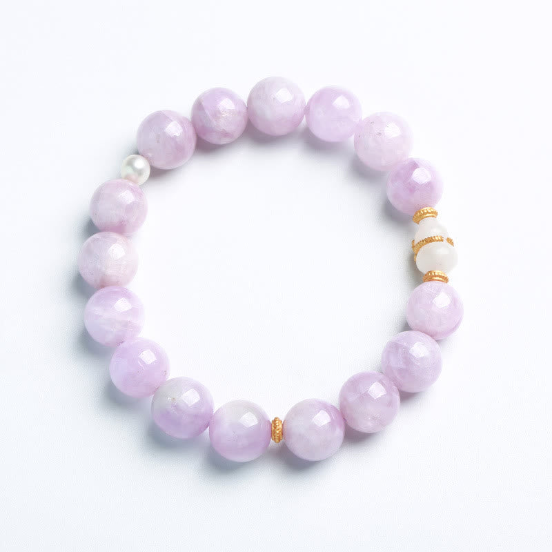 Bracelet de croissance spirituelle en jade blanc Kunzite Hetian