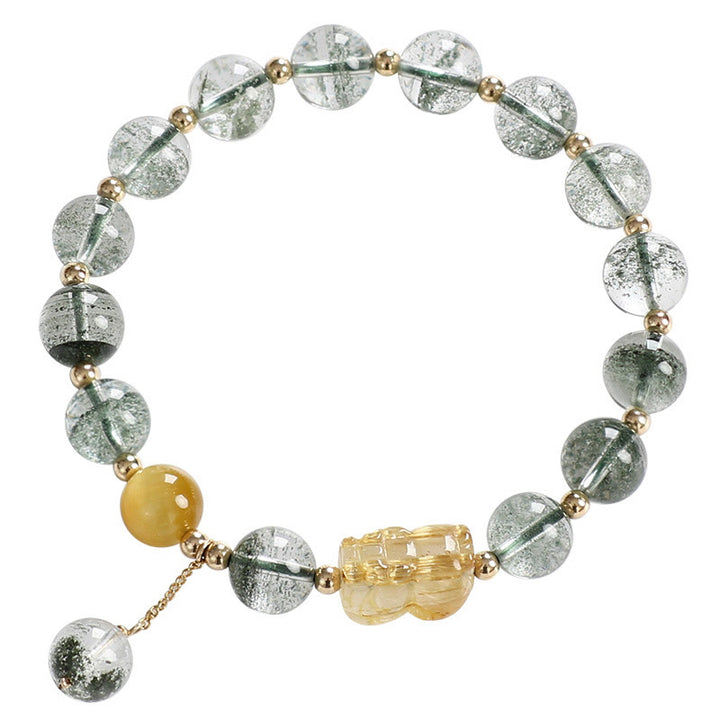 Bracelet de confiance PiXiu en citrine fantôme verte de Buddha Stones