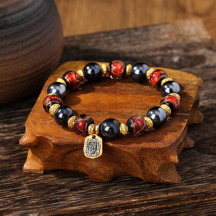 Bracelet porte-bonheur en perles de porcelaine et de verre avec encens en cendres et Buddha Stones , déesse tibétaine de la richesse, Zakiram