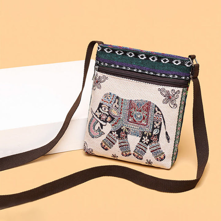 Sac fourre-tout en toile brodé Buddha Stones Elephant Butterfly Sac à bandoulière Sac à bandoulière