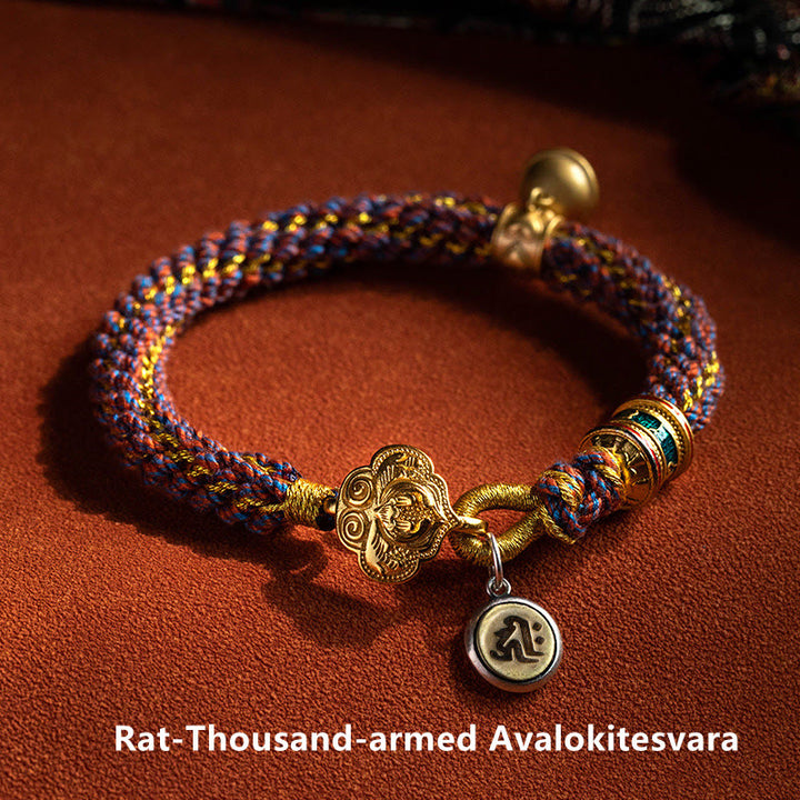 Bracelet en argent sterling 925 avec pendentif en forme de cloche porte-bonheur et symbole du zodiaque chinois Buddha Stones Om Mani Padme Hum