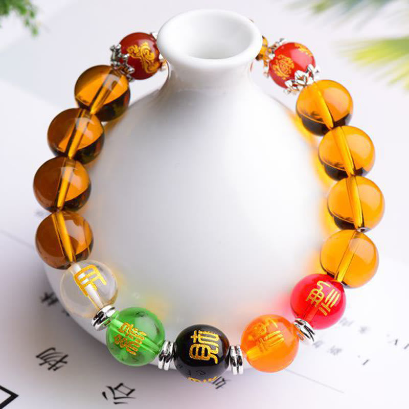 Bracelet de fortune et de bonheur en Buddha Stones en citrine naturelle